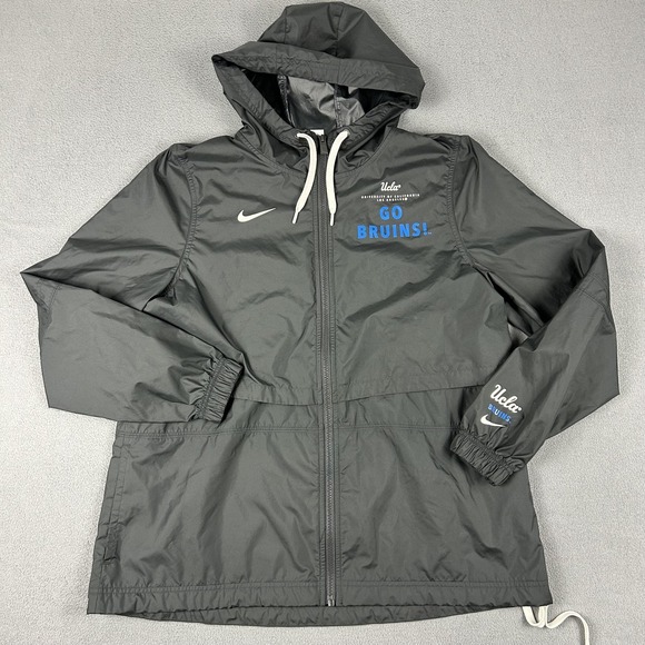 UCLA Bruins Jacket Mens Small Gray NCAA College Hooded Windbreaker Full Zip Nike - Picture 1 of 11
